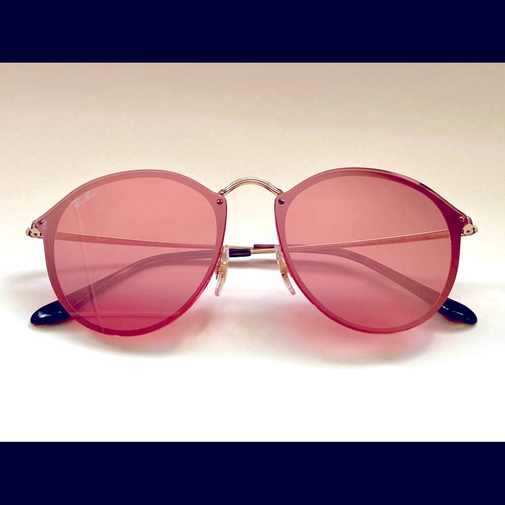 RAY-BAN BLAZE ROUND PINK MIRROR SUNGLASSES - RB3574-N 001/E4 59
